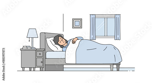 Peaceful woman sleeping comfortably in a cozy bedroom during nighttime routine for restful slumber and deep sleep concepts