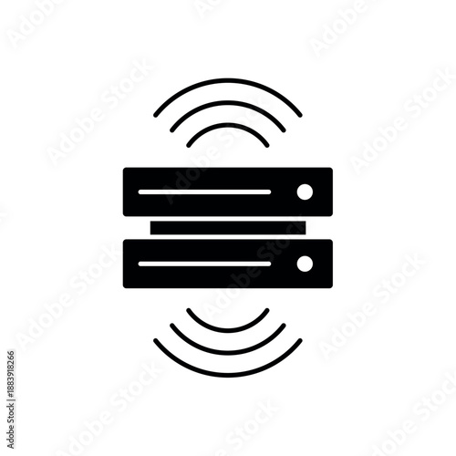 Icon a sensor data server with signal waves, isolated against a clean background.