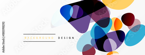 Abstract colorful overlapping shapes create dynamic background. Modern design features vibrant hues, smooth gradients, simple composition.