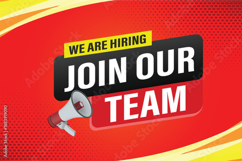 join our team word concept vector illustration with modern futuristic 3d style for landing page template ui web mobile app poster banner flyer  gift card coupon label wallpaper

