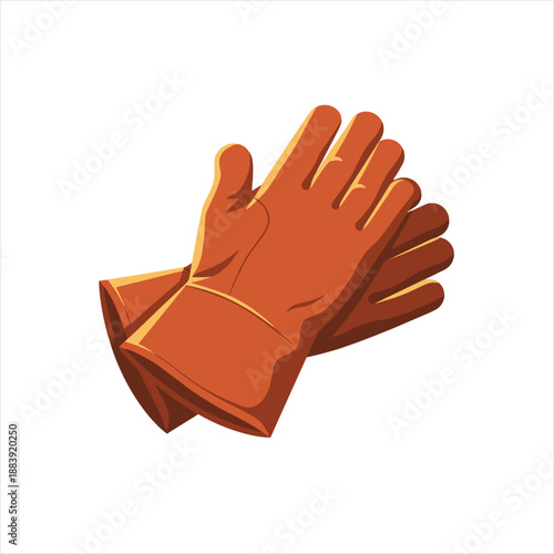 Flat Design Protective Leather Work Gloves Icon for Occupational Safety and Health. perfect for safety manuals, industrial gear catalogs, and occupational health and safety (K3) posters.
 