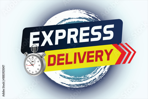 Express delivery word concept vector illustration with stopwatch style for use landing page, template, ui, web, mobile app, poster, banner, flyer, background, gift card, coupon, label

