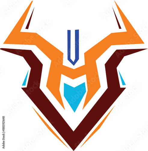 Modern Geometric Colorful Shape Vector logo with Center Abstract art, creative Symmetric Design.