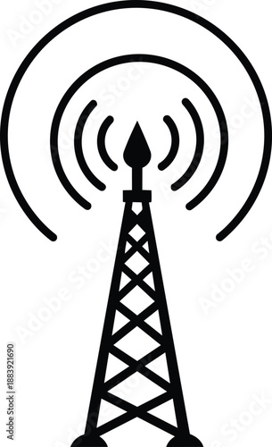 Radio tower broadcasting signal waves telecommunications infrastructure