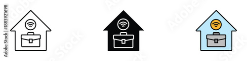 Remote work icon vector. home office and wireless internet connection symbol. vector illustration.