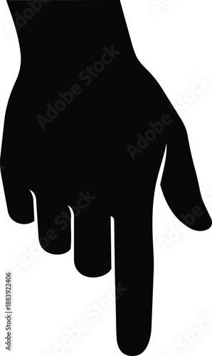 black hand pointing down gesture sign