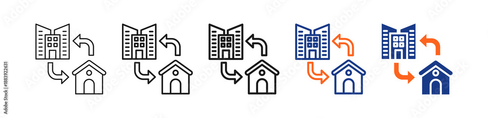 Fototapeta premium Hybrid Work Different Set Vector Icon