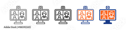 Virtual Meeting Different Set Vector Icon