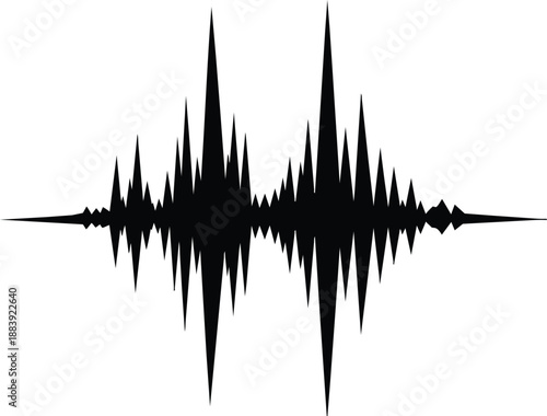 Sound wave pattern on white background audio signal waveform graphic design element soundwave music audio visualizer black waveform pattern
