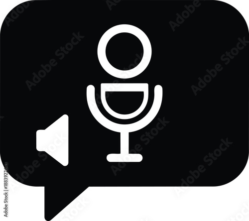 Microphone icon in speech bubble for voice message or podcasting symbol