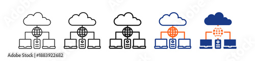 Cloud Infrastructure Different Set Vector Icon