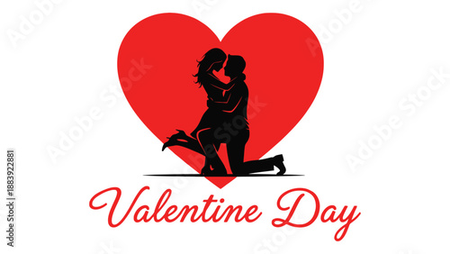 Couple embracing on valentine's day isolated on white background, Vector