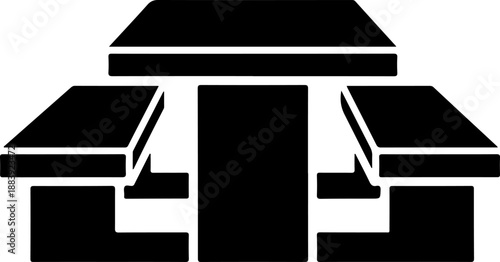 Picnic table attached benches silhouette vector illustration