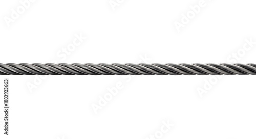 Metal cable on white background isolated rope