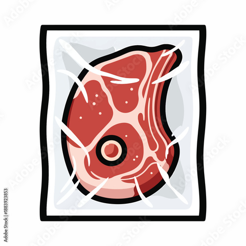 A raw steak on a plate with cracks