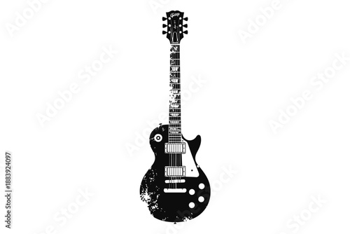 Black and white illustration of a les paul style electric guitar