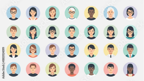 Diverse Group of People Avatars Representing Different Individuals.
