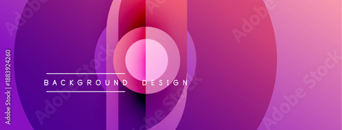 Abstract gradient circles overlap creating dynamic visual effect. Purple, pink hues dominate design, text reads background design.