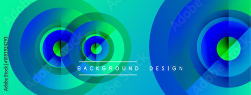 Abstract vibrant circles overlap. Turquoise, blue, green hues create dynamic background design. Modern aesthetic, clean lines present visual appeal.