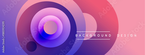 Abstract circles create vibrant gradient background. Pink, purple hues dominate design, offering modern aesthetic. Simple, clean composition.