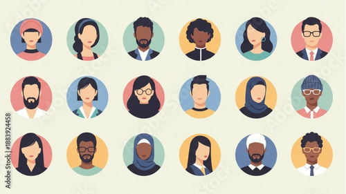 Diverse Group of People Profile Pictures Avatars Collection.