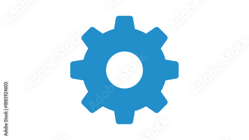 Blue gear icon representing configurable settings, operational processes, and technical adjustments. Ideal for user interface designs, software development, and industrial engineering apps