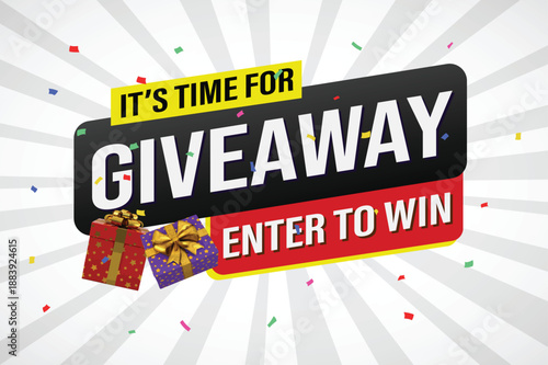 giveaway enter and win word vector gift box surprise style for social media landing page, template, ui, web, mobile app, poster, banner, flyer, background, gift card, coupon, label, wallpaper

