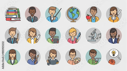 Diverse Group of Teachers and Students Representing Education and Learning.