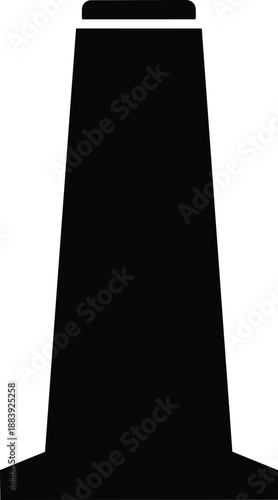 Black silhouette of a tower or monument on white background, iconic architecture symbol