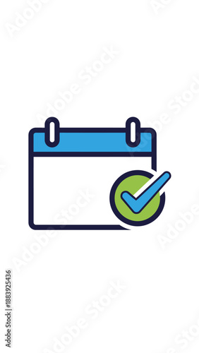 Clean and modern calendar icon symbolizing successful appointment scheduling, timely task completion, and efficient event management for digital planning and confirmed commitments