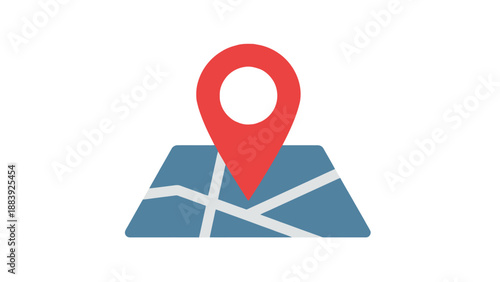 Vibrant red location marker icon precisely indicating a specific point on a stylized map, symbolizing digital navigation, travel planning, and essential geographical positioning