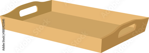 Brown cardboard tray with handles on white background