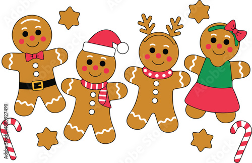 Cute Gingerbread Man Christmas Character Set  Festive Costumes & Holiday Decor