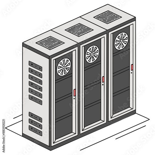Server Stack Icon with Cooling Vents for Data Center Concept