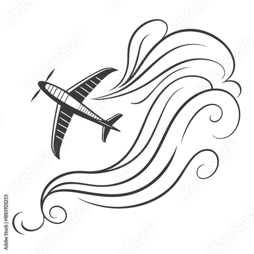 Minimal Wind Flow Icon with Curved Lines for Weather Graphics