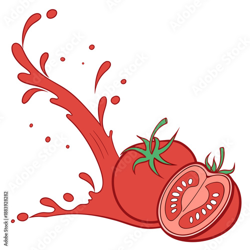 Tomato Juice Splash Minimal Vector Art