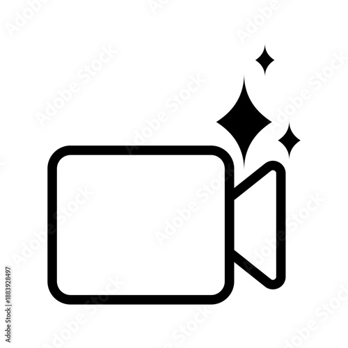 Generate video AI icon. Video camera with generate symbol. Line and silhouette icon. Icons for app user interface and web elements. Vector illustration.