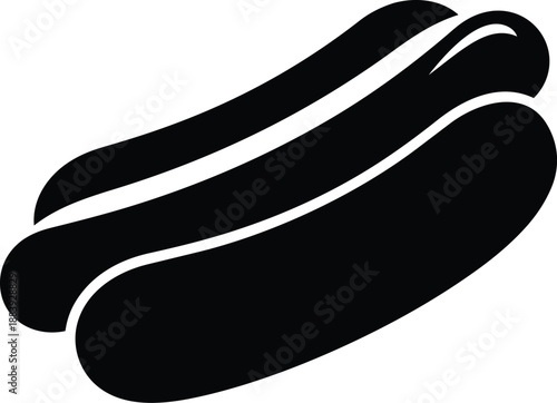 Vector hot dog icon, black and white, food symbol