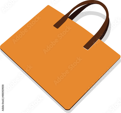 Vibrant orange tote bag with brown leather handles