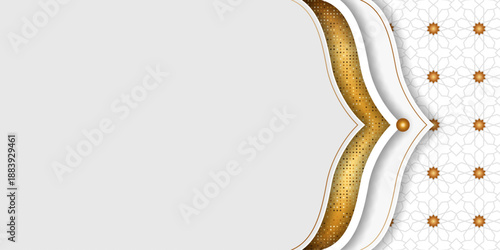 Ramadan Kareem Islamic background white banner. Eid Mubarak luxury template design with luxury shape