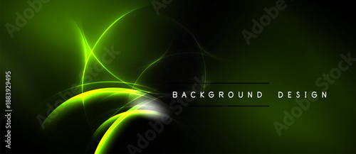 Abstract green lines over black background. Modern design elements create dynamic visual effect. Simple, elegant composition.