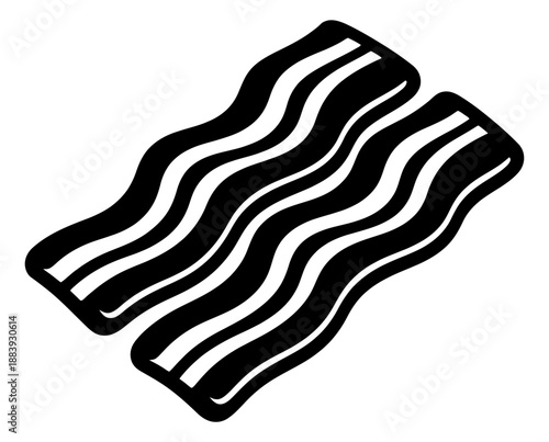 Line art illustration of bacon strips depicting breakfast food for culinary designs