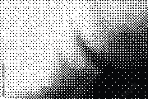 Abstract glitch wave texture with dithering. Low resolution pixel noise. Wide raster background.