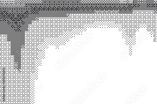 Retro pixel art wave texture with dithering. High contrast black and white noise gradient backdrop.
