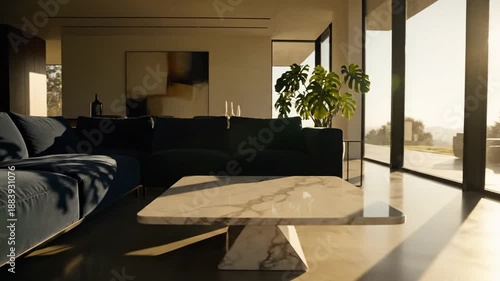 Modern Living Room Interior with Sunlight and Minimalist Design