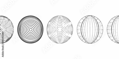 Progressive deformation of a sphere into an ellipsoid illustrated with wireframe models