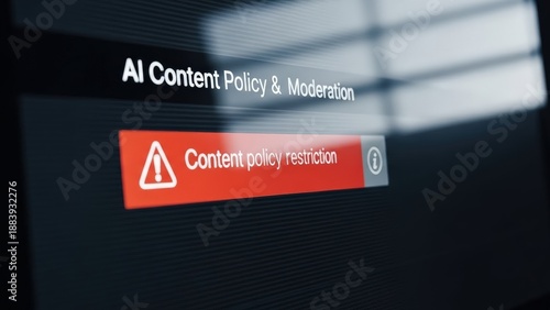 AI content policy and moderation alert on a digital interface highlights critical issues in artificial intelligence safety