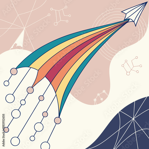 Data stream particles flow, abstract technology and information