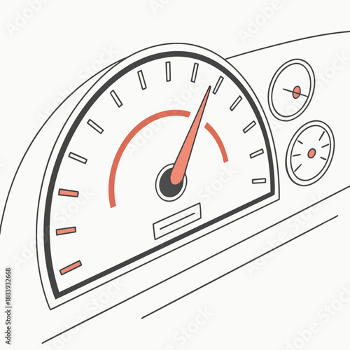 Digital Performance Dashboard Gauge with Circular Arc UI