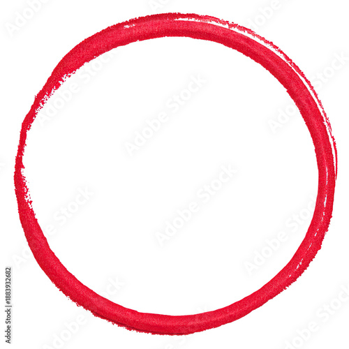 A hand-drawn red oval outline, with a slightly textured and uneven edge, on a stark black backdrop